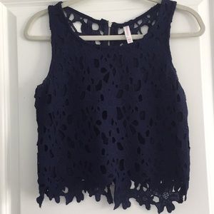 Navy floral tank top